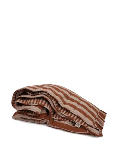 Amuse La Bouche Striped Cotton Quilt In Brown