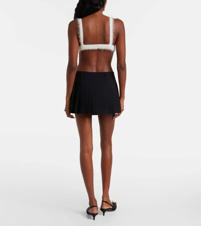 Alessandra Rich Mohair And Wool-blend Bra Top In White