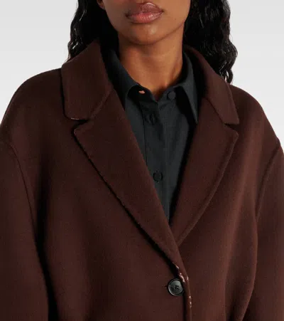 Gucci Brown Reversible Double-breasted Coat With Notched Revers And Belt In Wool Woman