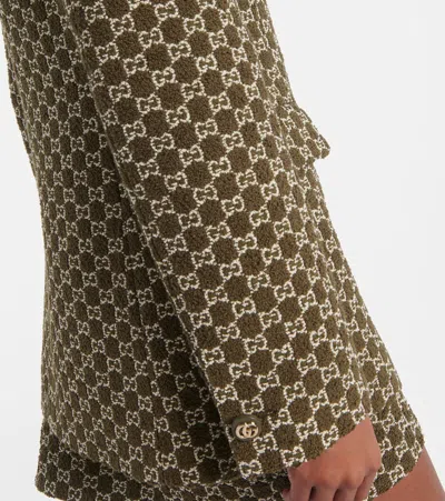 Gucci Monogram Patterned Cotton Blend Jacket In Green