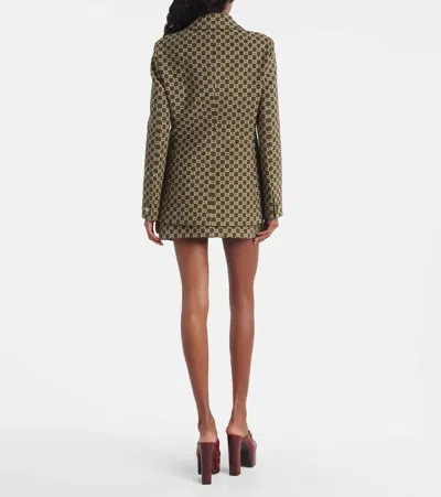 Gucci Monogram Patterned Cotton Blend Jacket In Green