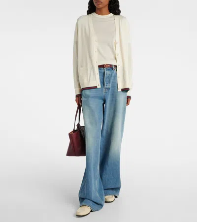 Gucci Women Cashmere And Silk Vlend Cardigan In White