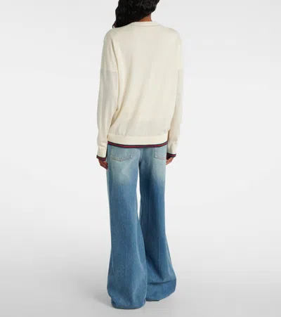 Gucci Women Cashmere And Silk Vlend Cardigan In White