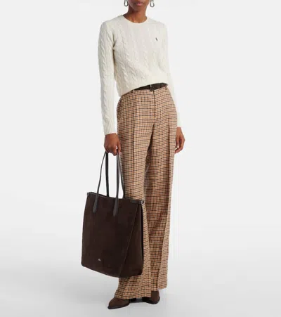 Polo Ralph Lauren Bellport Suede North-south Tote Bag In Brown