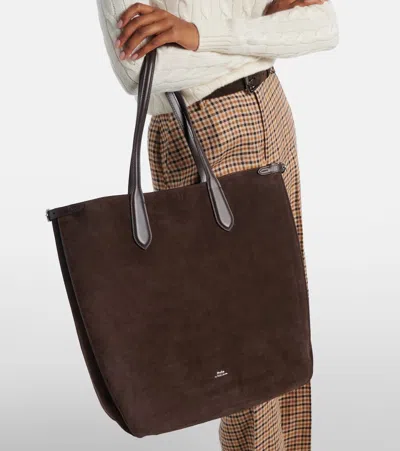 Polo Ralph Lauren Bellport Suede North-south Tote Bag In Brown