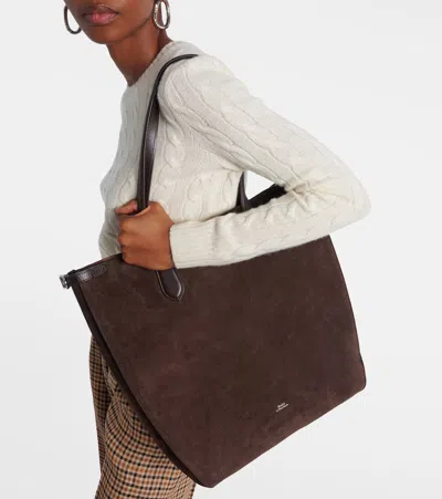Polo Ralph Lauren Bellport Suede North-south Tote Bag In Brown