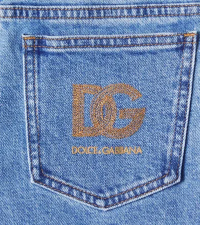 Dolce & Gabbana Dolce &amp; Gabbana Kids - Logo-embroidered Elastic-waist Jeans In Blue
