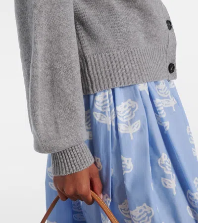 Marni Cashmere Cardigan With Logo In Gray