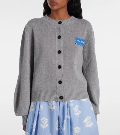 Marni Cashmere Cardigan With Logo In Gray