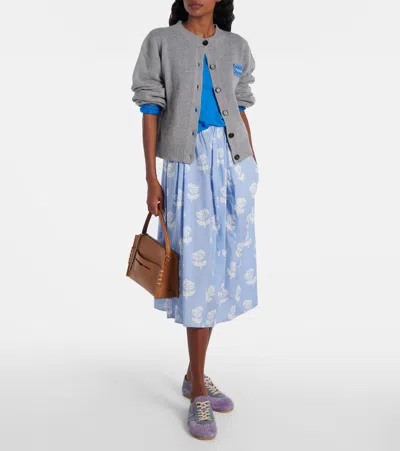 Marni Cashmere Cardigan With Logo In Gray