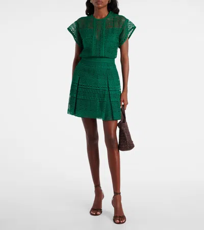 Elie Saab Macramé High-rise Miniskirt In Green