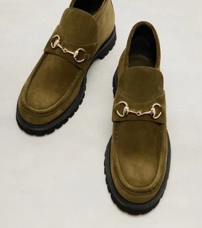 Gucci Sylke Suede Horsebit Booties In Green