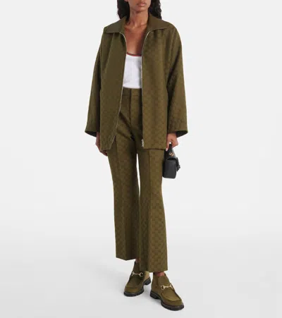 Gucci Sylke Suede Horsebit Booties In Green