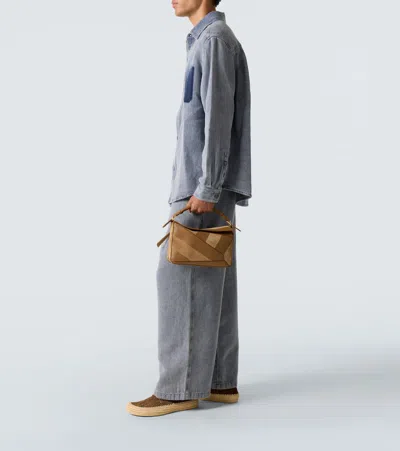 Loewe Men Rio Lace-up Shoes In Suede And Raffia In Brown