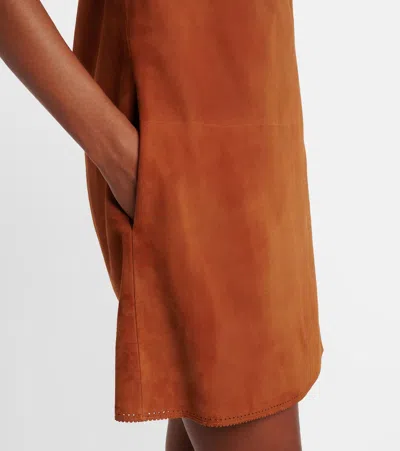 Versace Suede Minidress In Brown