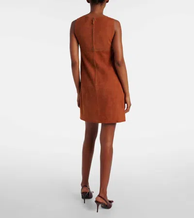 Versace Suede Minidress In Brown