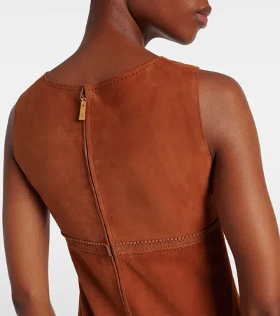 Versace Suede Minidress In Brown