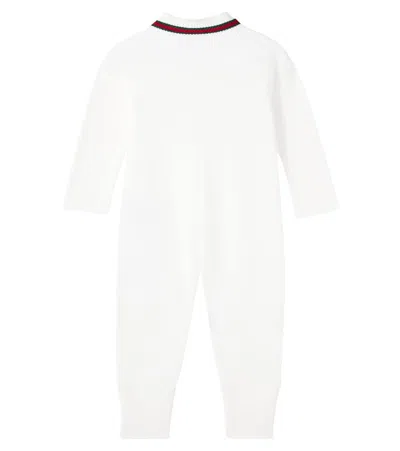 Gucci Ivory Babygrow For Babykids With Web Detail In White