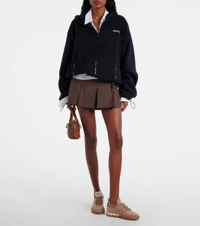 Miu Miu Tyre Sneakers In Technical Fabric And Suede Shoes In Brown