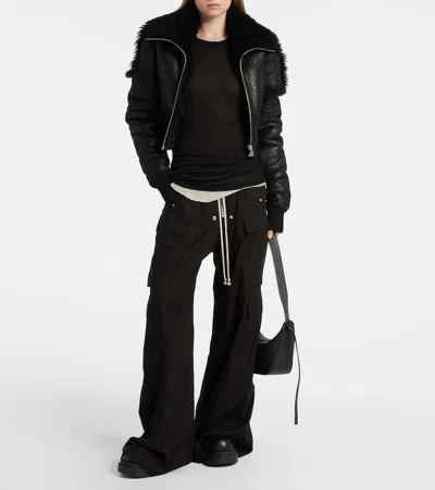 Rick Owens Womens Black Cargobelas Wide-leg Satin Trousers In Black