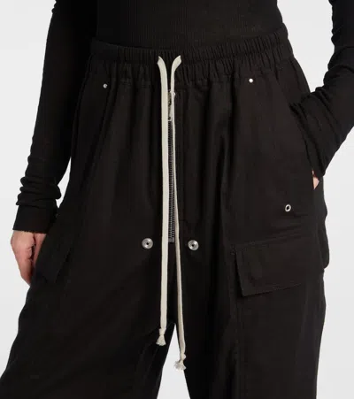 Rick Owens Womens Black Cargobelas Wide-leg Satin Trousers In Black