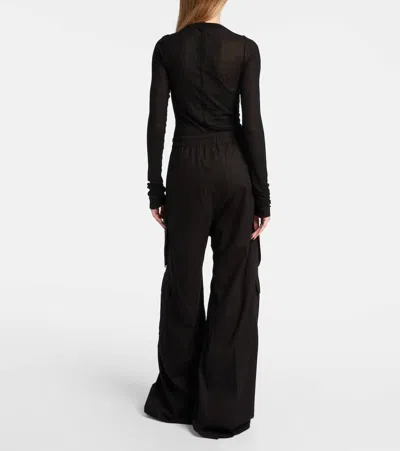 Rick Owens Womens Black Cargobelas Wide-leg Satin Trousers In Black
