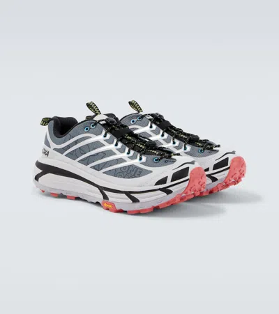 Hoka Mesh Trail Shoes With Quick-lace System In Gray