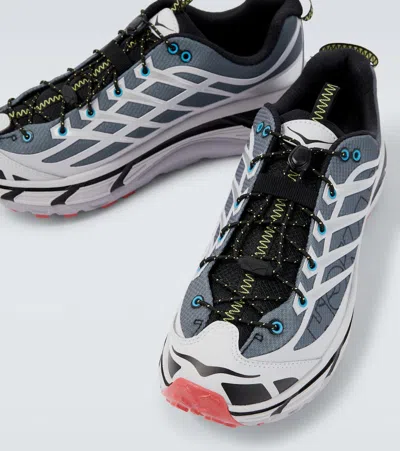 Hoka Mesh Trail Shoes With Quick-lace System In Gray