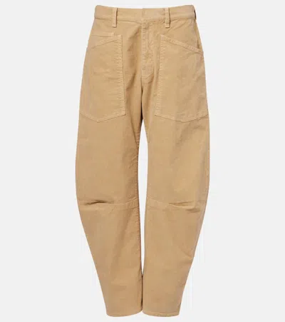 Nili Lotan Shon Barrel-leg Cotton Chino Pants In Nude