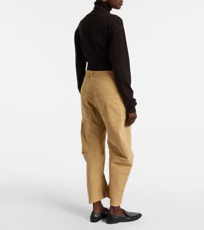 Nili Lotan Shon Barrel-leg Cotton Chino Pants In Nude