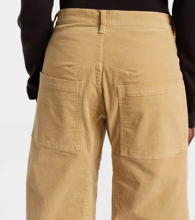Nili Lotan Shon Barrel-leg Cotton Chino Pants In Nude