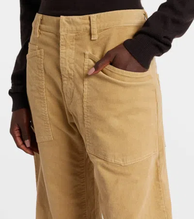 Nili Lotan Shon Barrel-leg Cotton Chino Pants In Nude