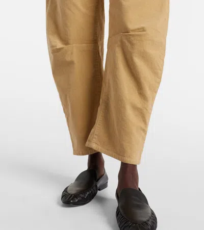 Nili Lotan Shon Barrel-leg Cotton Chino Pants In Nude