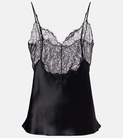 Nili Lotan Mabelle Lace-trimmed Silk Satin Camisole In Black