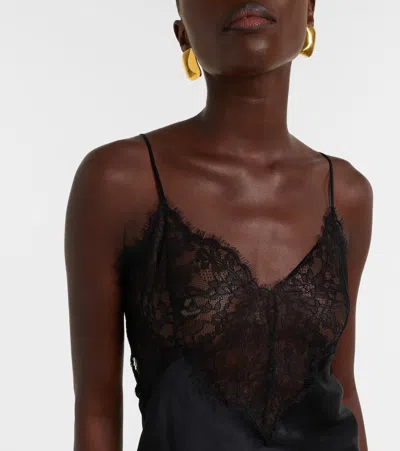 Nili Lotan Mabelle Lace-trimmed Silk Satin Camisole In Black