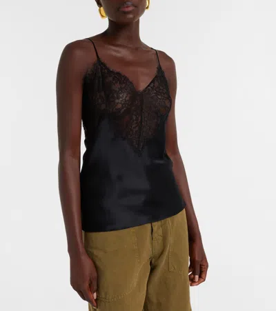 Nili Lotan Mabelle Lace-trimmed Silk Satin Camisole In Black