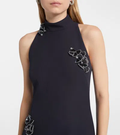 Safiyaa Priscilla Embellished Crêpe Gown In Blue