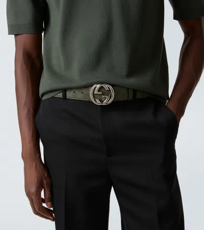 Gucci Black Supreme Gg Canvas And Leather Belt In Nero