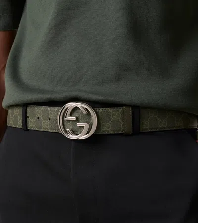 Gucci Black Supreme Gg Canvas And Leather Belt In Nero