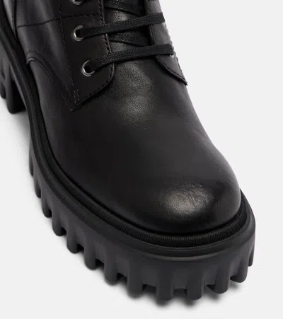 Hogan H700 Chunky Biker Boots In Leather In Black
