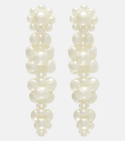 Simone Rocha Drip Faux Pearl Drop Earrings In White