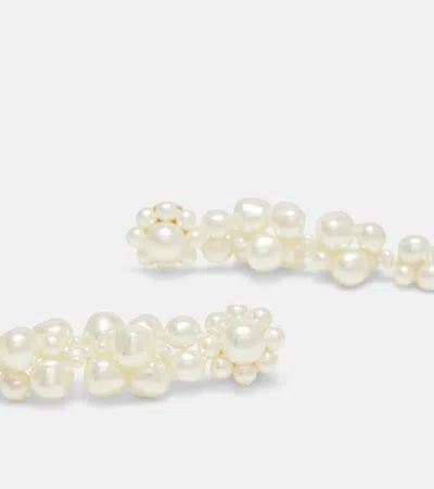 Simone Rocha Drip Faux Pearl Drop Earrings In White