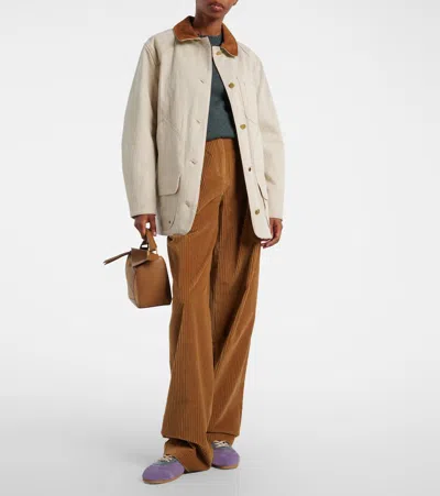 Veronica Beard Abbas Suede-trimmed Herringbone Cotton Jacket In Neutral