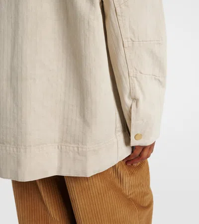 Veronica Beard Abbas Suede-trimmed Herringbone Cotton Jacket In Neutral