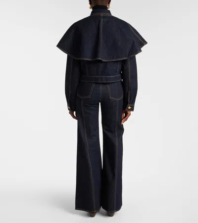 Ulla Johnson The Anais Convertible Cape-effect Denim Jacket In Blue