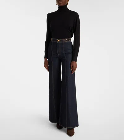 Ulla Johnson The Delphine Embellished High-rise Flared Jeans In Blue