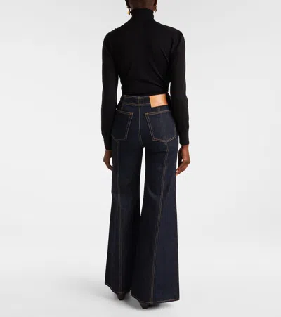 Ulla Johnson The Delphine Embellished High-rise Flared Jeans In Blue