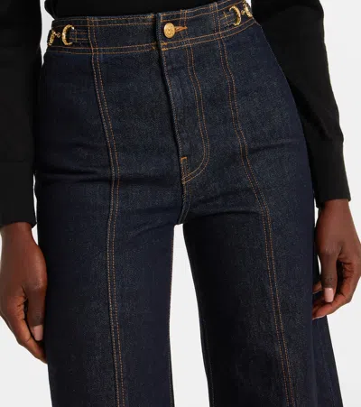 Ulla Johnson The Delphine Embellished High-rise Flared Jeans In Blue