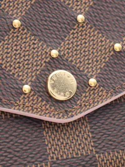 Pre-owned Louis Vuitton 2019 Sara Damier-pattern Stud Wallet In Brown