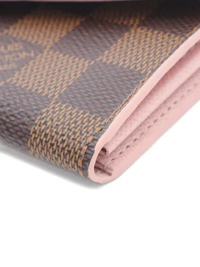 Pre-owned Louis Vuitton 2019 Sara Damier-pattern Stud Wallet In Brown